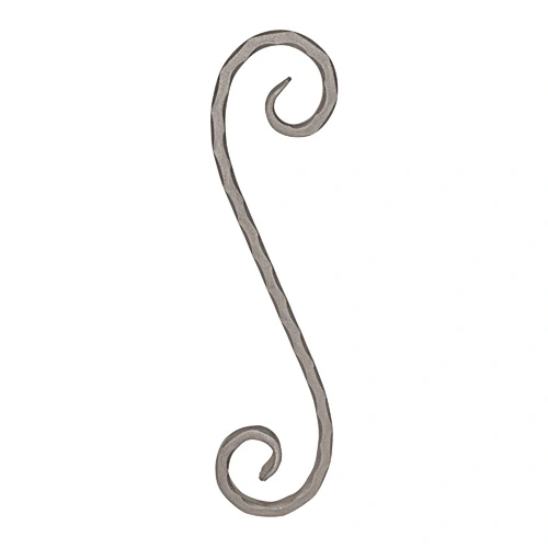 [F] 1/2" Hmrd Forged Steel S Scroll 4-1/8"W 16-15/16"H